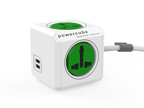 [ACPEUUUKG]  PowerCube - Extended USB Universal Plug UK - Green 