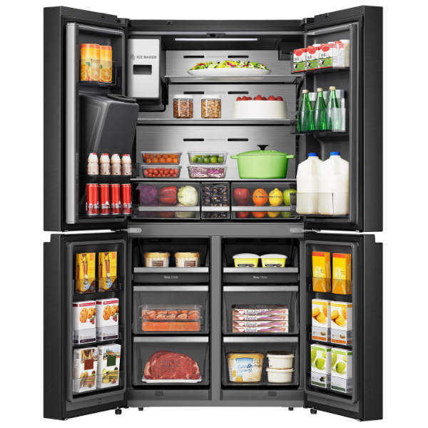 545L Cross Door Inverter Refrigerator (Black) with Ice Cube Maker & LED Screen