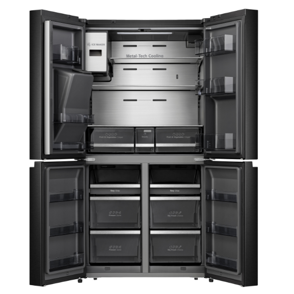 545L Cross Door Inverter Refrigerator (Black) with Ice Cube Maker & LED Screen