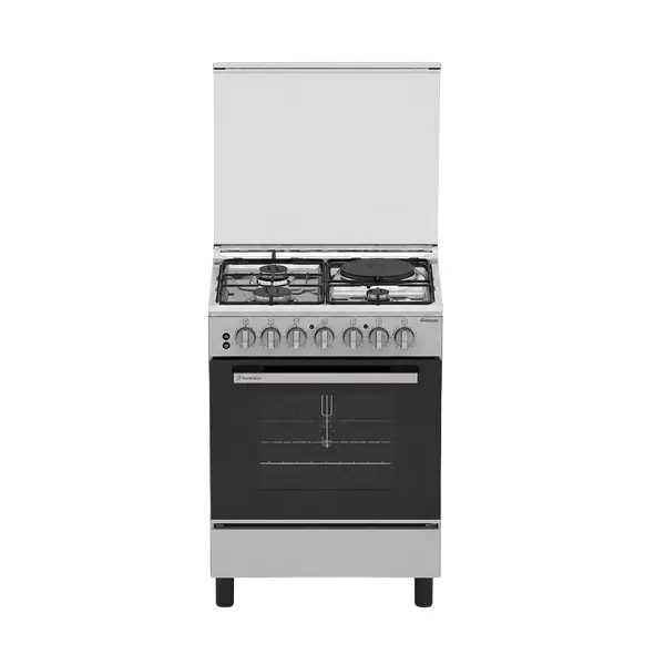 60x60 Free-Standing 3 Gas Burner 1 Electric Hob and Electric Oven Combi Cooker
