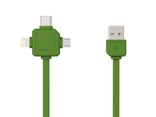 [ACUSBC15G]  USBcable 3 in 1 - Green 
